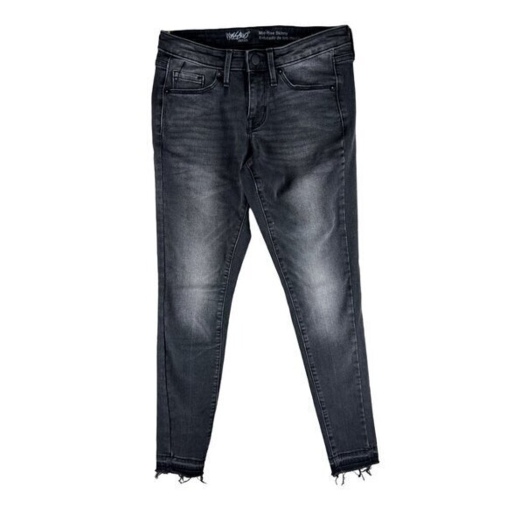 Mossimo Womens Jeans Size 00 Gray‎ Denim Mid Rise Skinny Stretch Released Hem